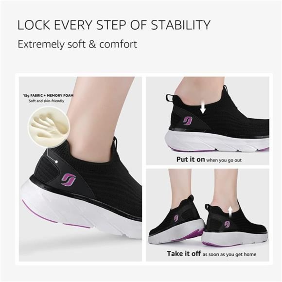 Slip on Sneakers Women Walking Shoes Arch Support Tennis Shoes - Picture 3 of 6